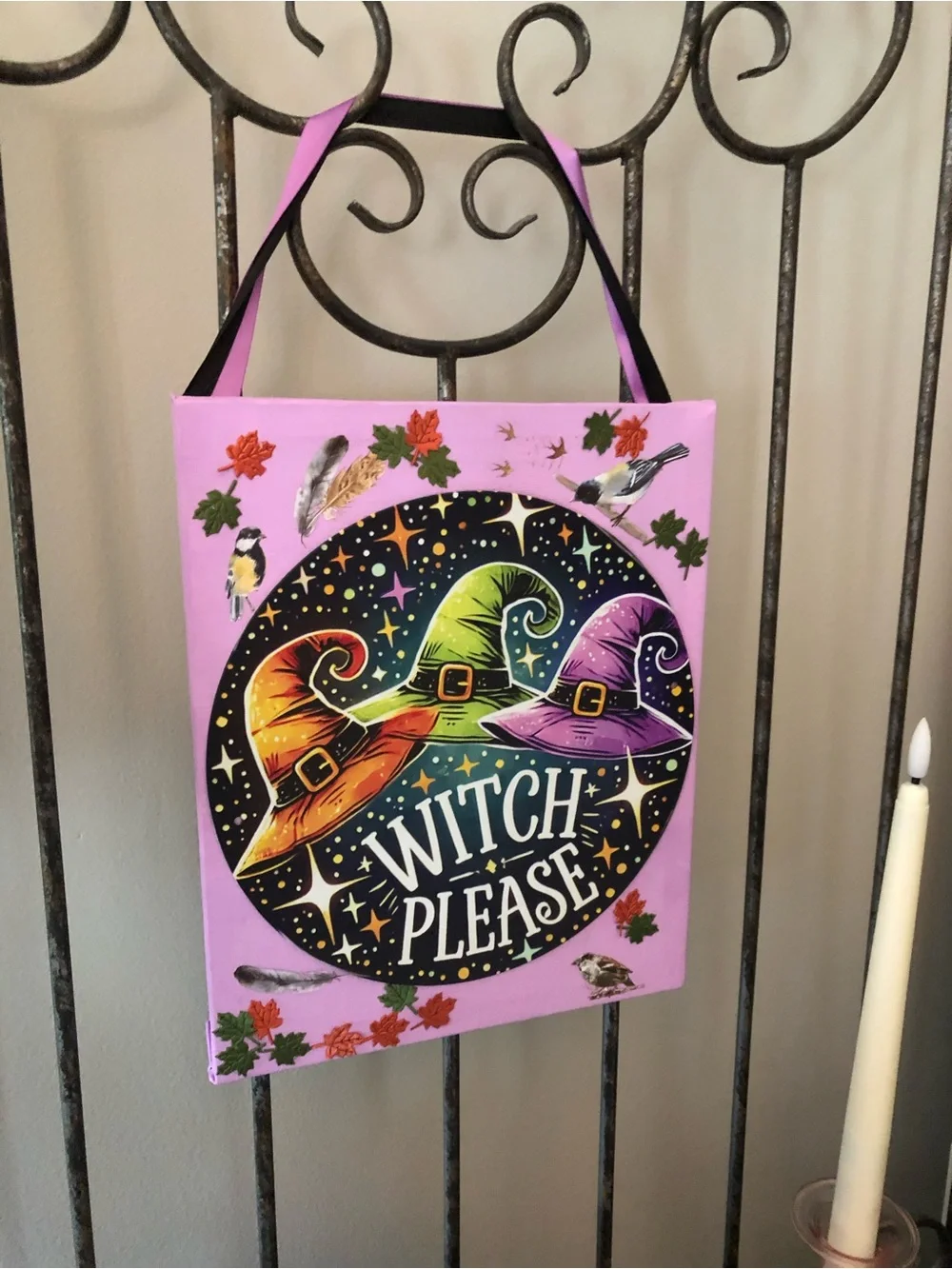 Witch Please Pink Halloween Wall Sign